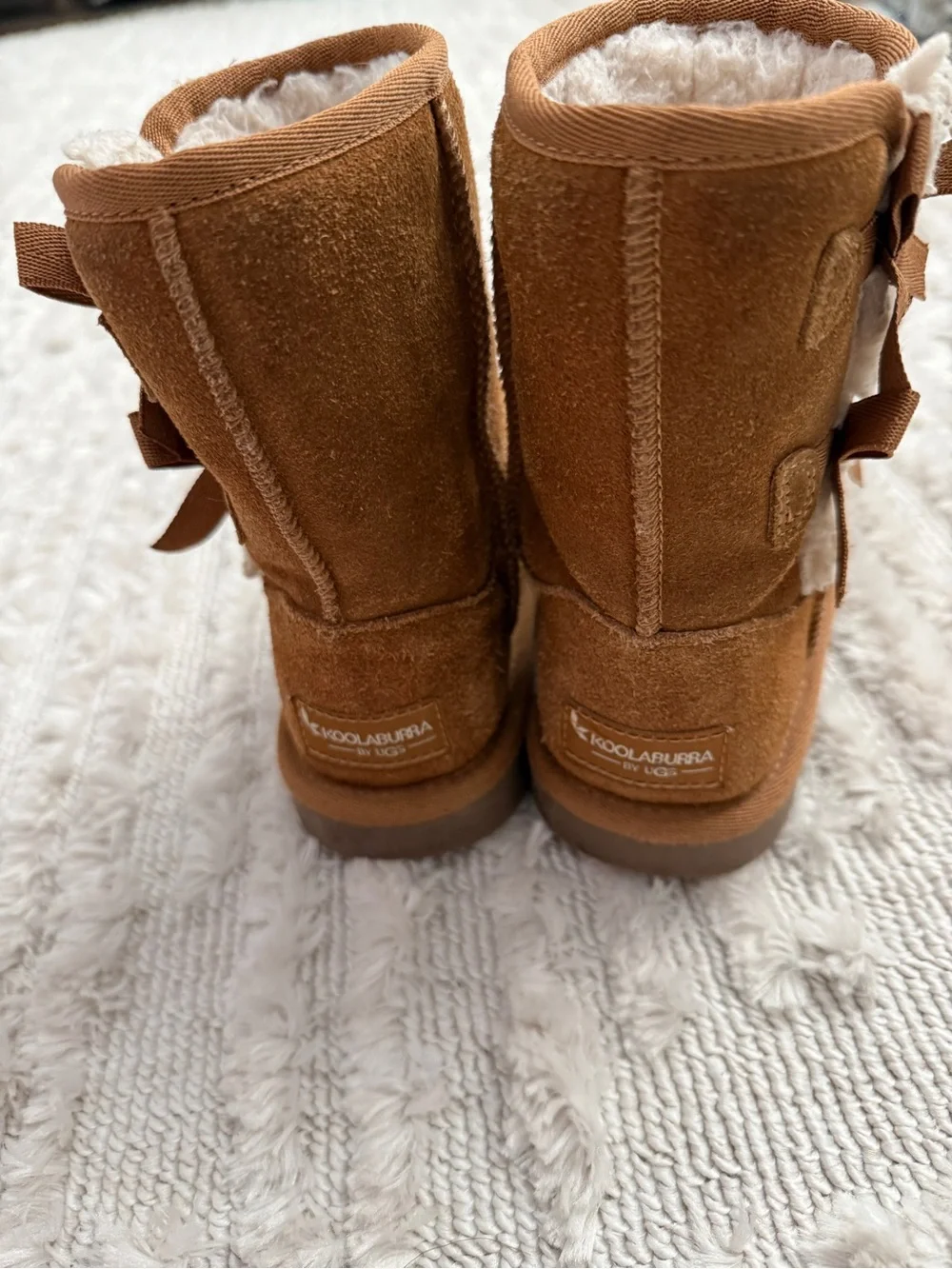 Koolaburra By Ugg Girl Size 12 Suede Bow Chestnut Brown Victoria Boots Reg $74